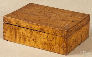 Burled dresser box, 19th c., 2 3/4'' h., 7 1/2'' w.