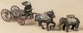 Cast iron horse drawn wagon, ca. 1900, 15'' l.