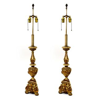 Pair of Italian Candlesticks as Lamps