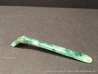 ANTIQUE Chinese Green Jade (Grade A) Feicui hair pin, 19th C