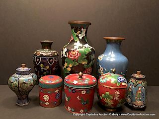 ANTIQUE Chinese Cloisonne vases and jars (8 pieces), late 19th C