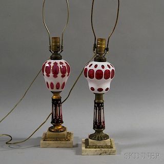 Two Overlay Glass Lamps