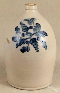 Pennsylvania four-gallon stoneware jug, 19th c., impressed Cowden & Wilcox Harrisburg Pa