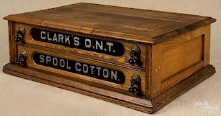 Victorian oak spool cabinet, inscribed Clark's O. N. T., 7 1/4'' h., 21 1/2'' w., 14 3/4'' d.