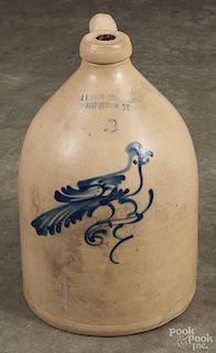 New York two-gallon stoneware jug, 19th c., impressed J. A. & C. W. Underwood Fort Edward N.Y.