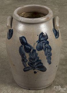 Pennsylvania stoneware crock, 19th c., with cobalt floral decoration, 12 1/2'' h.
