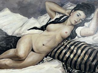 Impressive French School "Nude" Oil Painting