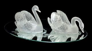 Pair of Vintage Lalique Large Swans