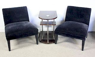 Pair of Mohair Lounge Chairs with a Deco Style