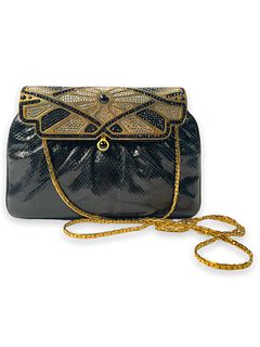 Vintage Black Finesse Python Handbag