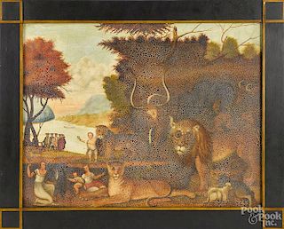 David Guilmet (American 20th c.), oil on canvas depicting the Peaceable Kingdom, after Hicks