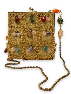 Handmade French Gold Crystal Crossbody Bag