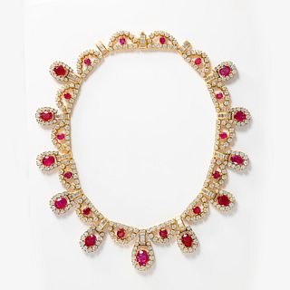 Very Fine 18 Karat Ruby And Diamond Necklace