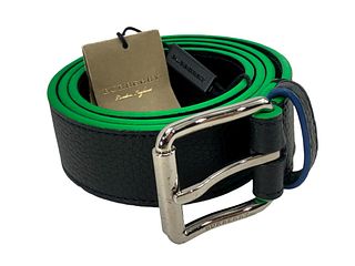 Burberry Navy and Green Belt
