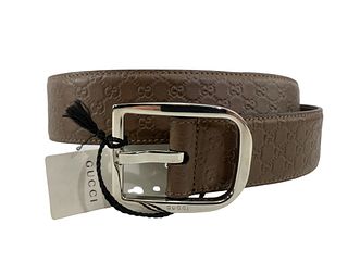 Gucci Micro Guccissima Brown Leather Men's Belt