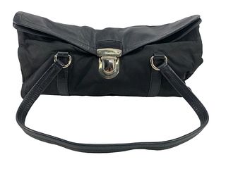 Prada Black Tessuto & Saffiano Leather Handbag