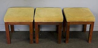 Set of 3 Midcentury Stools with Cushions.