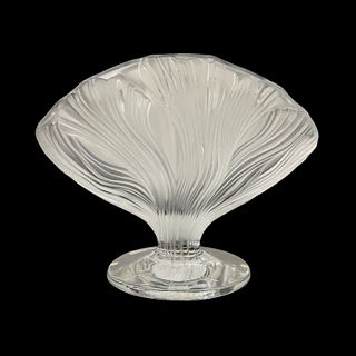 Lalique French Heavy Crystal "Ichor" Fan Vase