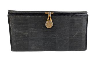 Fendi Black Pequin Long Wallet