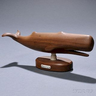 Carved Walnut and Turned Ivory Sperm Whale Figure