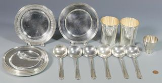 17 Pcs. Sterling Silver: Cups, Plates, Spoons