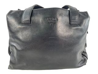 Black Leather Prada Shoulder Bag
