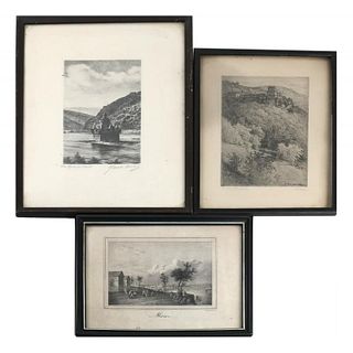 Three Various Framed Landscape Etchings
