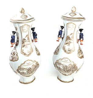 Pair of Chinese Porcelain Covered Vases