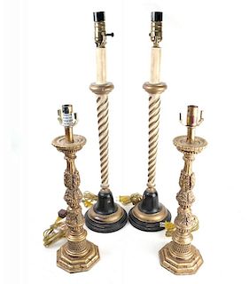 2 Pairs of Decorative Candlestick Lamps