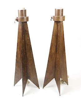 Pair of Faux Wood Table Lamps