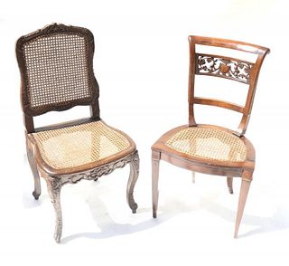 Two French Provincial Caned Chairs