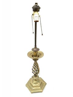 Single Brass Candlestick Lamp