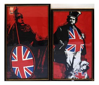 Two Framed British-Themed Serigraphs
