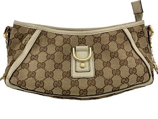 Gucci Gold/Bronze GG Fabric and Leather Medium Abbey D Ring Shoulder Bag  Gucci
