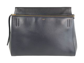 Celine Edge Leather Hand Bag Navy Blue