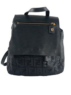 Fendi Leather Zucca Nylon Backpack