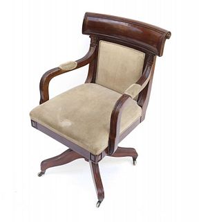 Mahogany Regency Style Swivel Chair