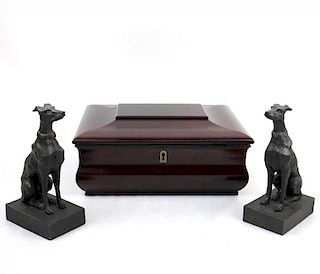 Pair of Greyhound Bookends & Jewelry Box