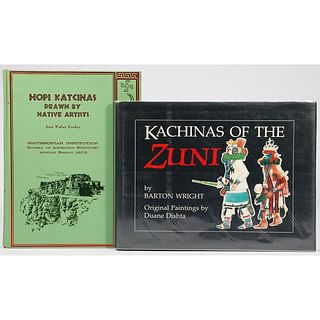 Two books on Hopi and Zuni kachinas drawn by Native artists.