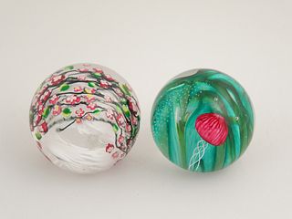 (2) Art Glass Paperweights. Shawn Messenger & GES.