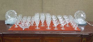 Vintage Etched Glass Stemware & Dishes, 57 Pieces.