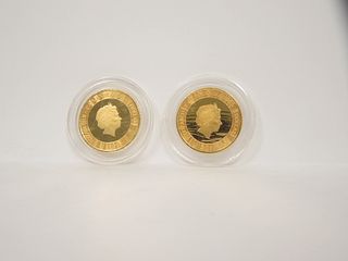(2) 2019 Cayman Islands $5 1 Oz. Gold Coins.