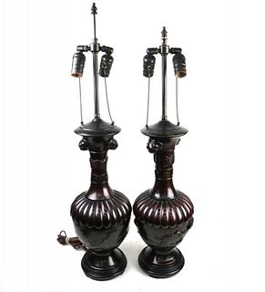 Pair of Chinese Metal Lamps