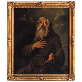 IGNACIO PINAZO CAMARLENCH VALENCIA, ESPAÑA, (1849-1916) MONJE ERMITAÑO Óleo sobre tela Firmado y fechado. 100 x 83 cm