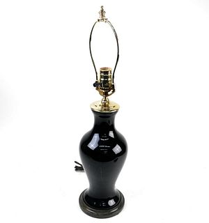 Asian Black Porcelain Vasiform Lamp