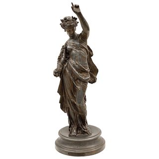 MATHURIN MOREAU. (DIJON, 1822 - PARÍS, 1912). LA MUSIQUE (LA MÚSICA). Fundición en bronce. 55 cm de alto