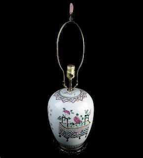 Chinese Porcelain Ovoid Table Lamp