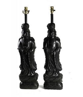 Pair of Asian Figural Lamps