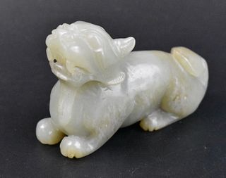 Chinese Cleadon Jade Carving of Beast