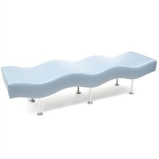 Contemporary Upholstered Waveform Bench
